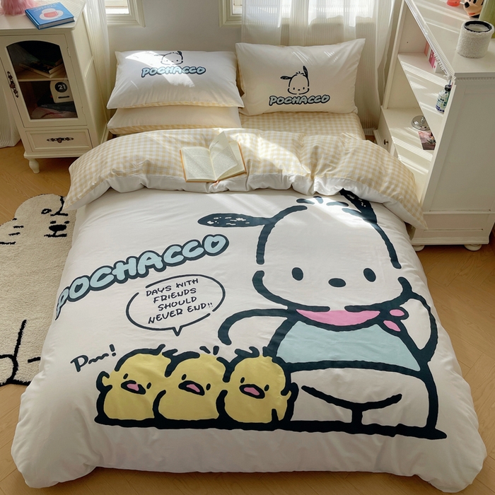 91家纺网 家纺一手货源 找家纺 星座 2025大版全棉三丽鸥四件套 伙伴帕恰狗