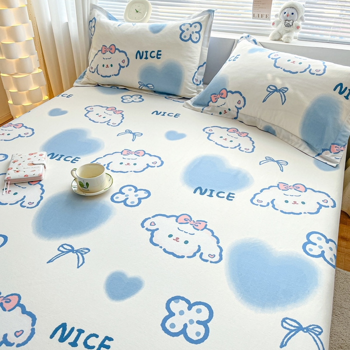 91家纺网 家纺一手货源 找家纺 涵宸家纺 2024新款全棉小清新印花单品套件--单床单 床单-玉桂兔