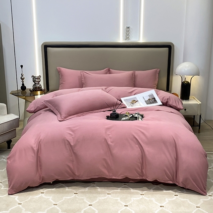 91家纺网 家纺一手货源 找家纺 （总）富馨莱 2024新款60支A类全棉纯棉磨毛纯色双拼四件套系列-四件套