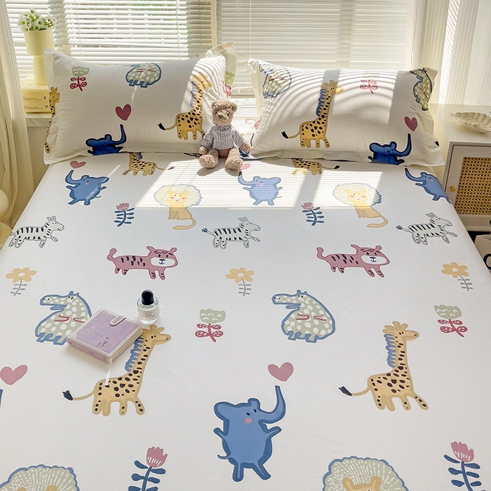 91家纺网 家纺一手货源 找家纺 大柏树 2025新款全棉13376印花四件套系列（可定制）-单床笠 爱乐儿