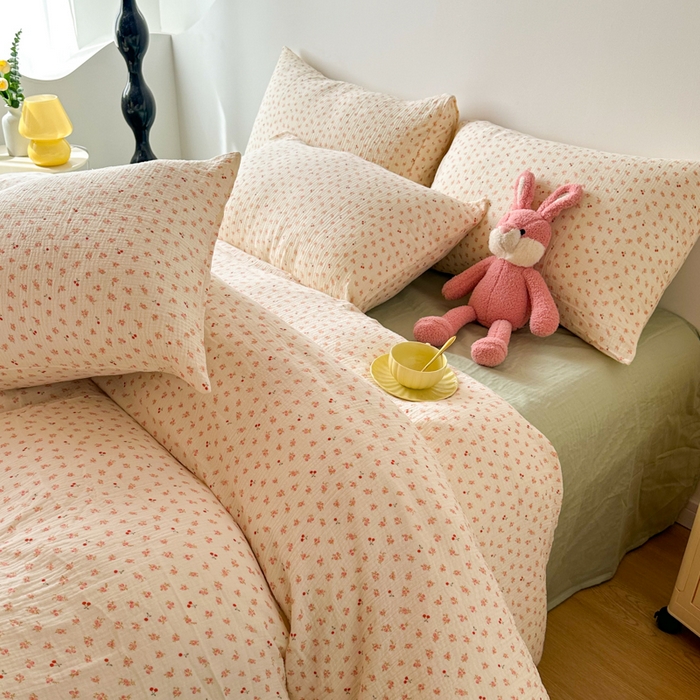 91家纺网 家纺一手货源 找家纺 千朵 2024新款全棉双层纱四件套 陌上花开