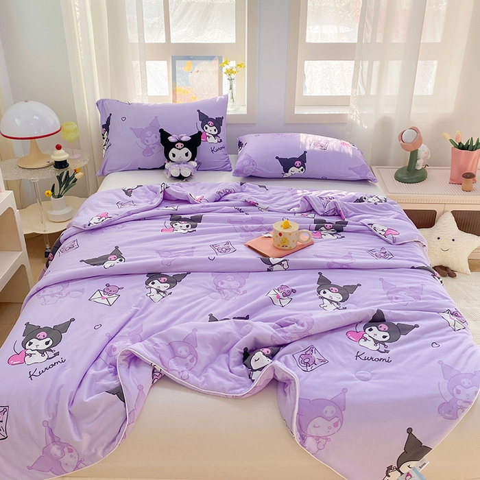 91家纺网 家纺一手货源 找家纺 DS-2025新款儿童卡通三丽鸥正版授权A类针织棉夏被系列 樱桃库洛米