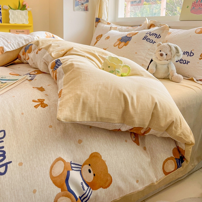 91家纺网 家纺一手货源 找家纺 涵宸家纺 2024新款全棉小清新印花单品套件--单被套 布偶熊