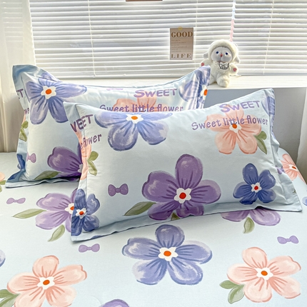 91家纺网 家纺一手货源 找家纺 （总）涵宸家纺 2024新款全棉小清新印花单品套件--单枕套