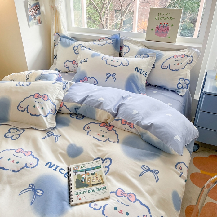 91家纺网 家纺一手货源 找家纺 涵宸家纺 2024新款全棉小清新印花单品套件--单被套 玉桂兔