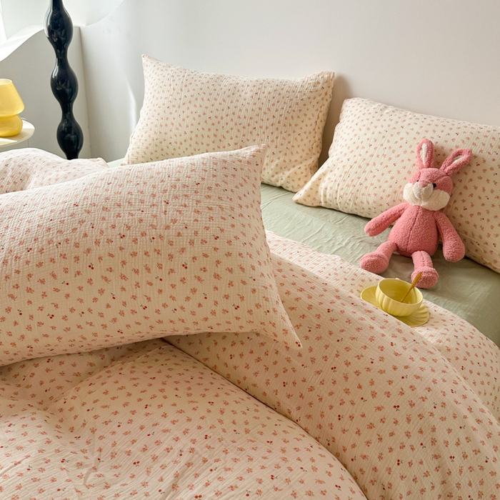 91家纺网 家纺一手货源 找家纺 千朵 2024新款全棉双层纱四件套 陌上花开