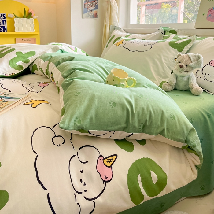 91家纺网 家纺一手货源 找家纺 涵宸家纺 2024新款全棉小清新印花单品套件--单被套 萌宝宝