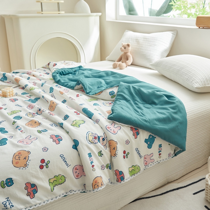 91家纺网 家纺一手货源 找家纺 畅销被业 2025新款水洗棉印花夏被夏凉被空调被 狂欢派对