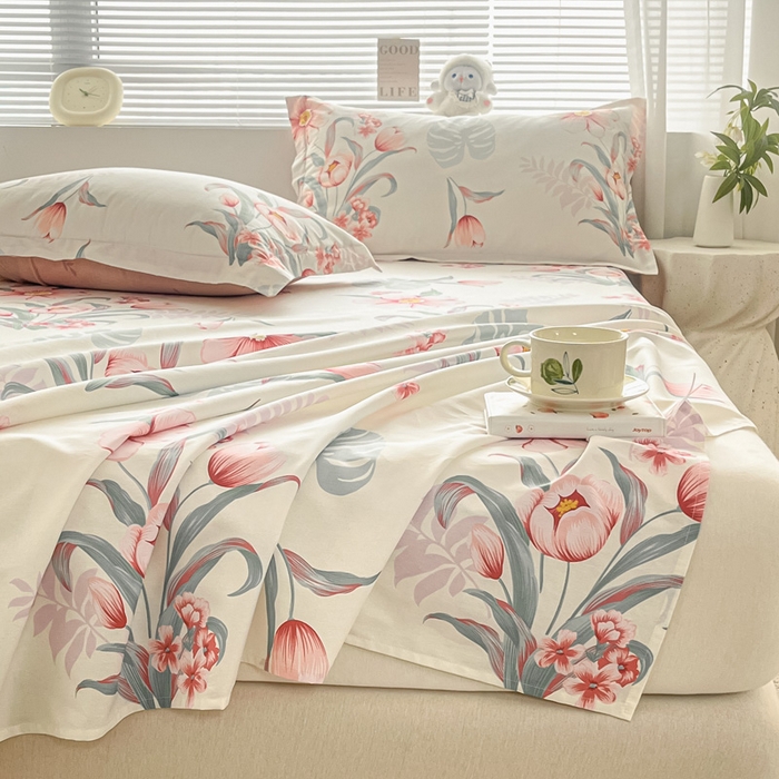 91家纺网 家纺一手货源 找家纺 涵宸家纺 2024新款全棉小清新印花单品套件--单床单 床单-长歌行