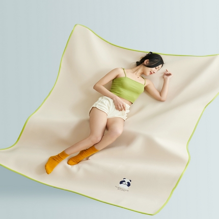 91家纺网 家纺一手货源 找家纺 晨曦家纺 2024新款可爱熊猫冻冻凉感席3D空气感凉席 熊猫冻感席-夏日蜜桃粉