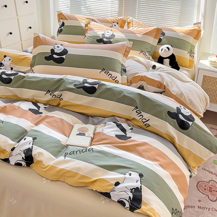 91家纺网 家纺一手货源 找家纺 大柏树 2025新款全棉13376印花四件套系列（可定制）-床单四件套 功夫熊