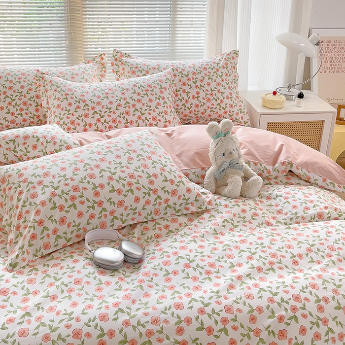 91家纺网 家纺一手货源 找家纺 大柏树 2025新款全棉13376印花四件套系列（可定制）-床单四件套 春晴