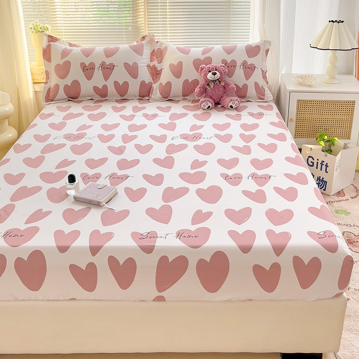 91家纺网 家纺一手货源 找家纺 大柏树 2025新款全棉13376印花四件套系列（可定制）-单床笠 倾心