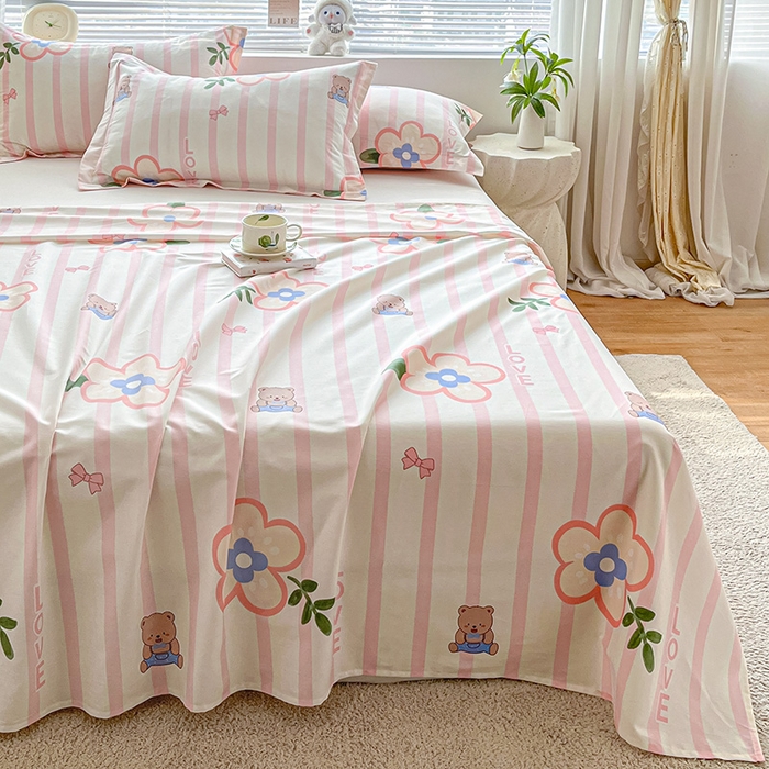 91家纺网 家纺一手货源 找家纺 涵宸家纺 2024新款全棉小清新印花单品套件--单床单 床单-弗洛斯