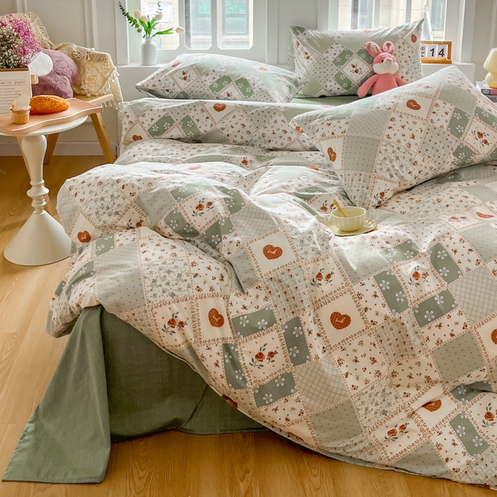 91家纺网 家纺一手货源 找家纺 千朵 2024新款全棉四件套 暮雪绿