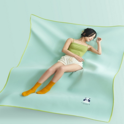 91家纺网 家纺一手货源 找家纺 晨曦家纺 2024新款可爱熊猫冻冻凉感席3D空气感凉席 熊猫冻感席-盛夏冰蓝