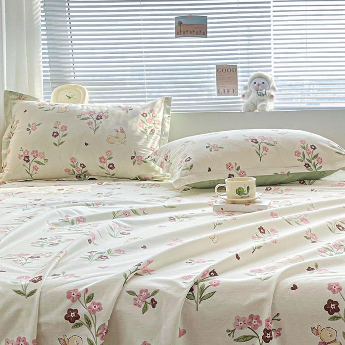 91家纺网 家纺一手货源 找家纺 涵宸家纺 2024新款全棉小清新印花单品套件--单枕套 枕套-甜糖奶咖