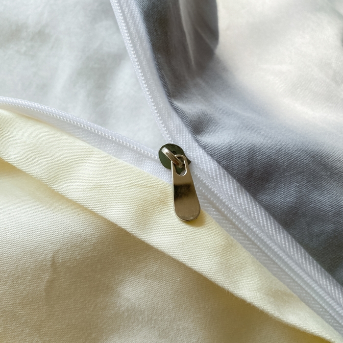 91家纺网 家纺一手货源 找家纺 芊寻家居 2024新款13372全棉纯色四件套无印良品风简约套件 中灰-米黄