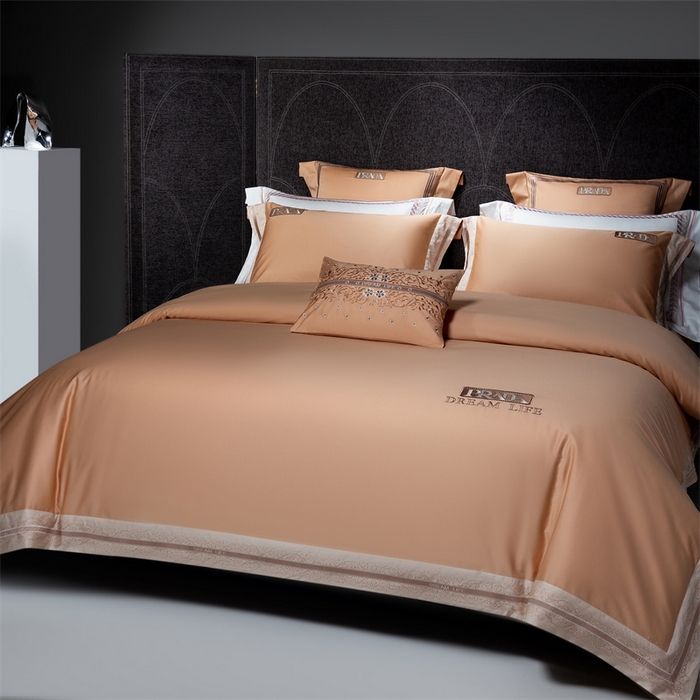 91家纺网 家纺一手货源 找家纺 高大尚婚庆馆  2025春夏新品长绒棉高端绣花四件套-卡洛拉 卡洛拉-南瓜橘