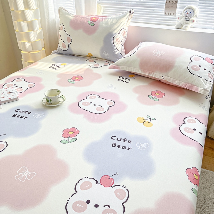 91家纺网 家纺一手货源 找家纺 涵宸家纺 2024新款全棉小清新印花单品套件--单床笠 床笠-萌萌彩