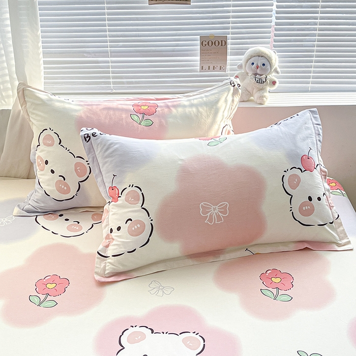 91家纺网 家纺一手货源 找家纺 涵宸家纺 2024新款全棉小清新印花单品套件--单床笠 床笠-萌萌彩