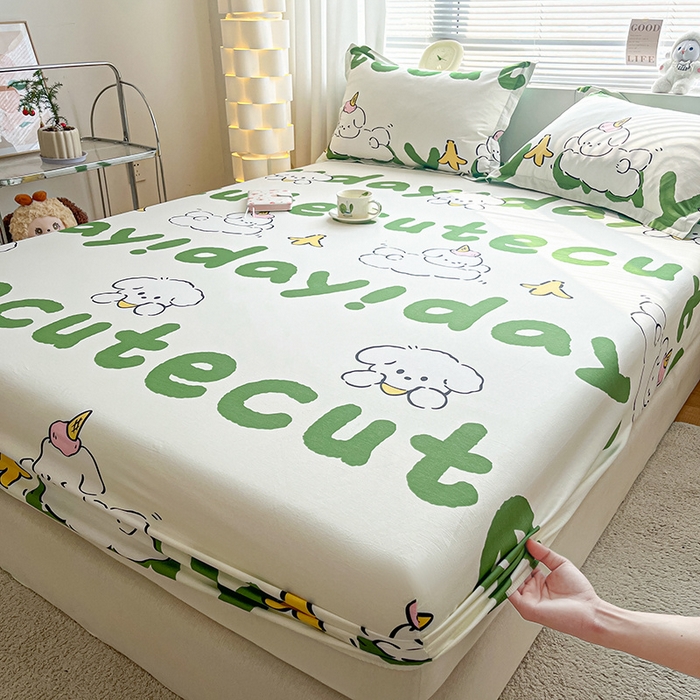 91家纺网 家纺一手货源 找家纺 涵宸家纺 2024新款全棉小清新印花单品套件--单床笠 床笠-萌宝宝