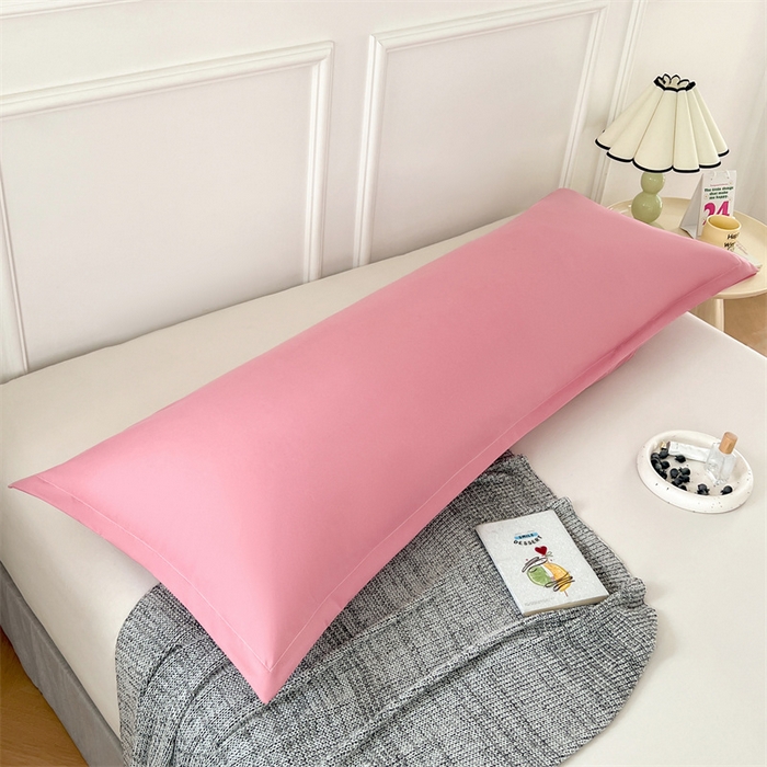 91家纺网 家纺一手货源 找家纺 梦舒羽 2025新款抗菌防水四季款枕套宿舍情侣枕芯套双人枕头套 防水单层枕套-豆沙粉