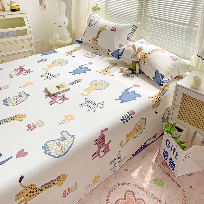 91家纺网 家纺一手货源 找家纺 大柏树 2025新款全棉13376印花四件套系列（可定制）-单床单 爱乐儿