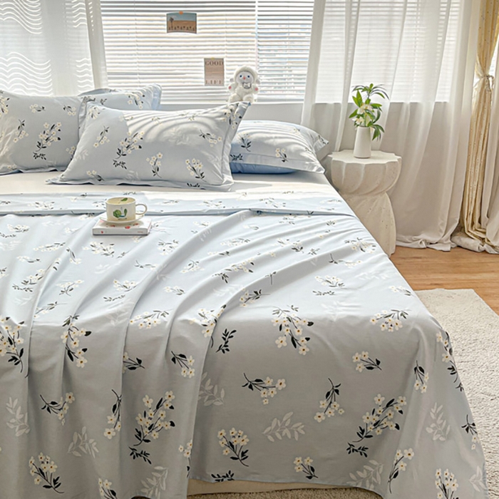 91家纺网 家纺一手货源 找家纺 涵宸家纺 2024新款全棉小清新印花单品套件--单床单 床单-那年花开