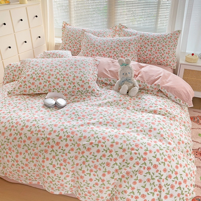 91家纺网 家纺一手货源 找家纺 大柏树 2025新款全棉13376印花四件套系列（可定制）-床单四件套 春晴