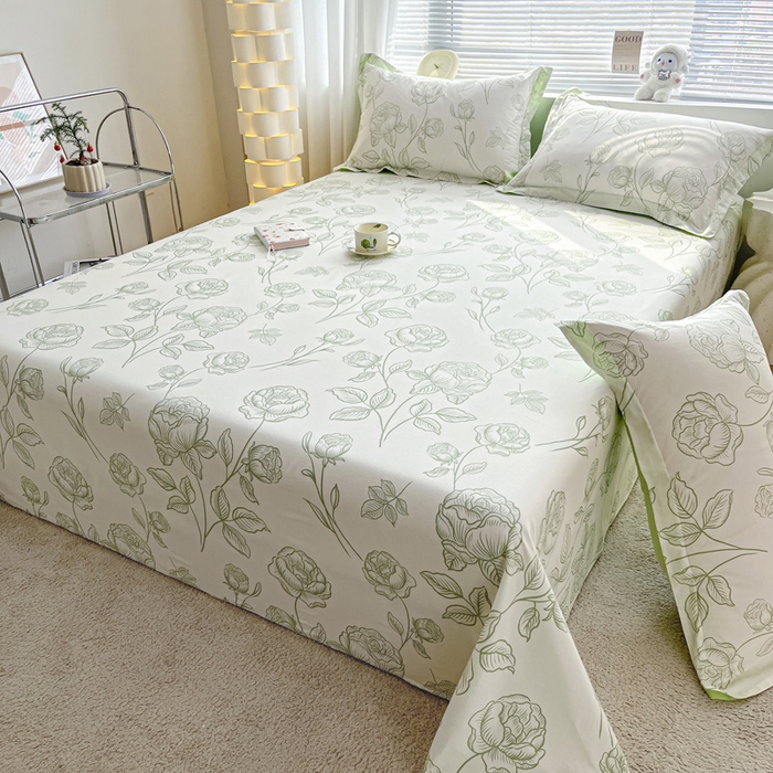 91家纺网 家纺一手货源 找家纺 涵宸家纺 2024新款全棉小清新印花单品套件--单床单 床单-晚风吟