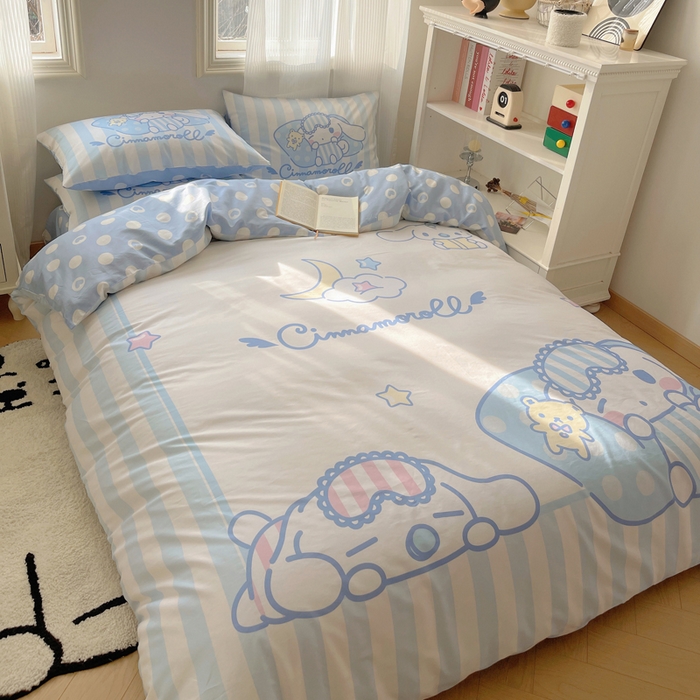 91家纺网 家纺一手货源 找家纺 星座 2025大版全棉三丽鸥四件套 晚安玉桂狗