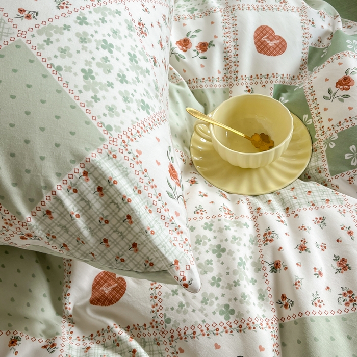 91家纺网 家纺一手货源 找家纺 千朵 2024新款全棉四件套 暮雪绿