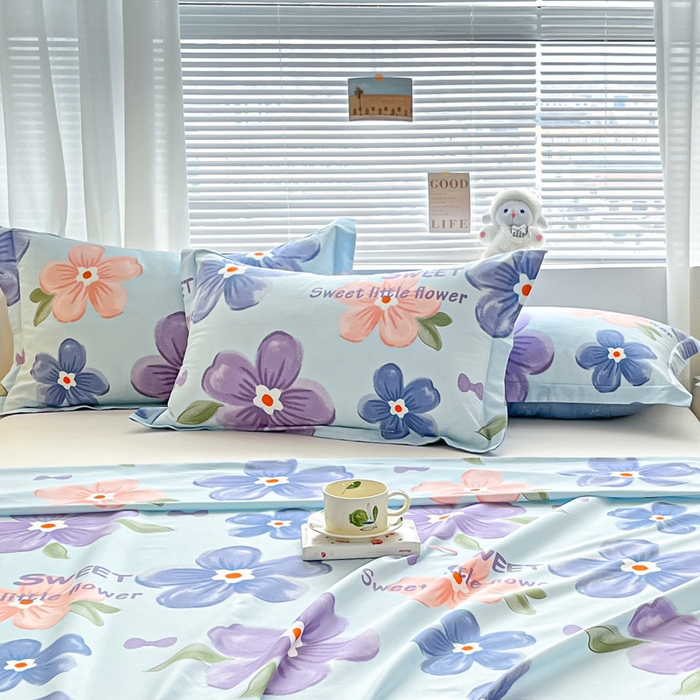 91家纺网 家纺一手货源 找家纺 涵宸家纺 2024新款全棉小清新印花单品套件--单枕套 枕套-花季
