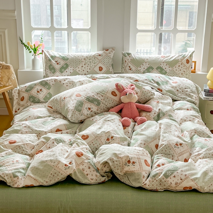 91家纺网 家纺一手货源 找家纺 千朵 2024新款全棉四件套 暮雪绿