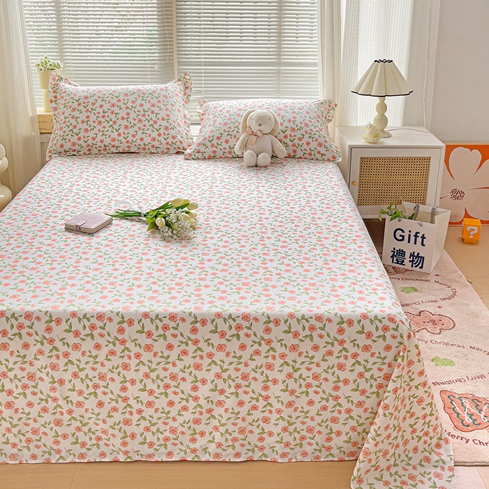 91家纺网 家纺一手货源 找家纺 大柏树 2025新款全棉13376印花四件套系列（可定制）-单床单 春晴