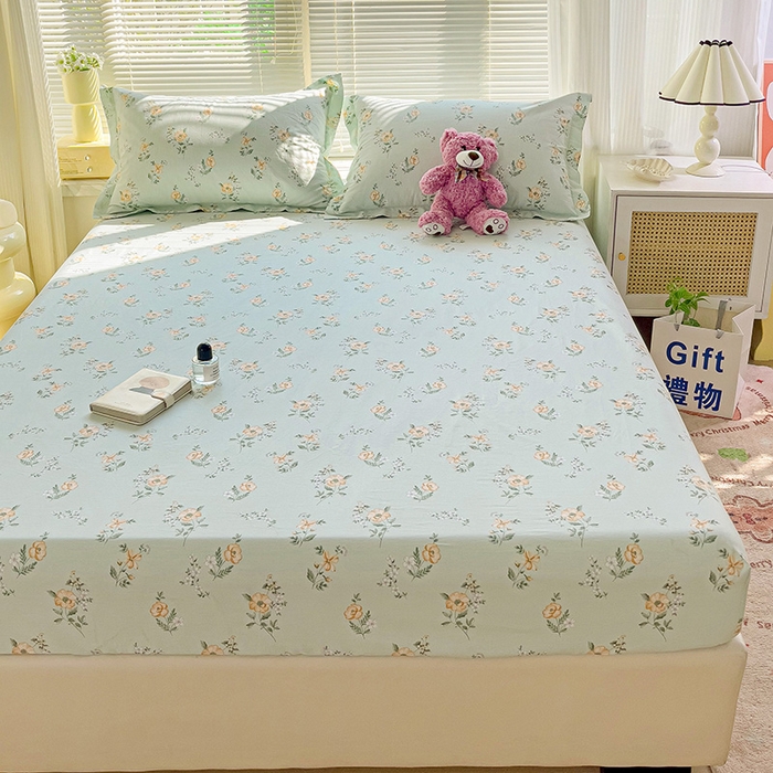 91家纺网 家纺一手货源 找家纺 大柏树 2025新款全棉13376印花四件套系列（可定制）-单床笠 浅沫