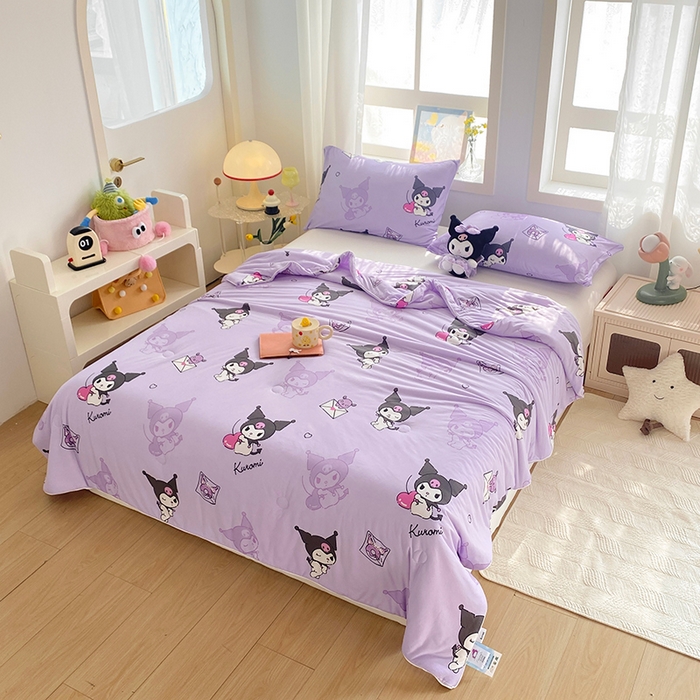 91家纺网 家纺一手货源 找家纺 DS-2025新款儿童卡通三丽鸥正版授权A类针织棉夏被系列 樱桃库洛米