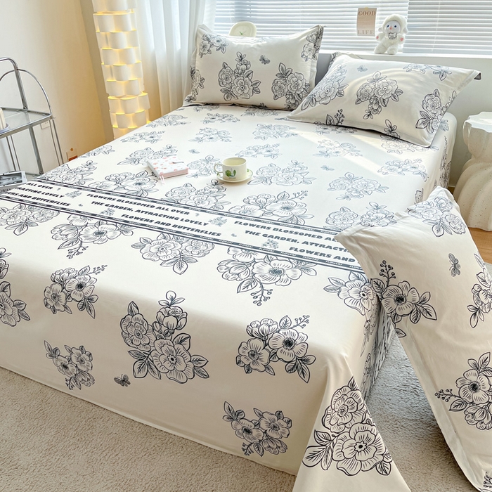 91家纺网 家纺一手货源 找家纺 涵宸家纺 2024新款全棉小清新印花单品套件--单床单 床单-安曼