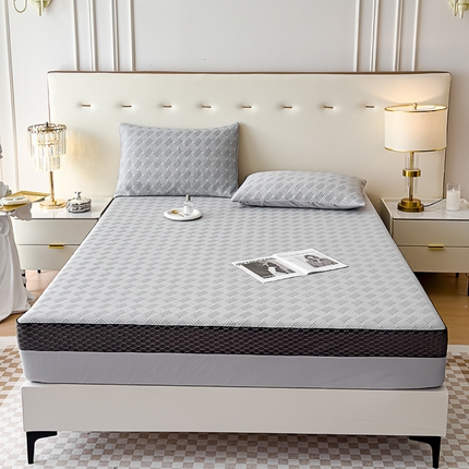 91家纺网 家纺一手货源 找家纺 邦妮家纺 2024新款A类凉感丝床笠凉席床垫30公分内可用 梦幻-灰