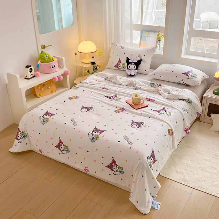 91家纺网 家纺一手货源 找家纺 DS-2025新款儿童卡通三丽鸥正版授权A类针织棉夏被系列 薯条库洛米