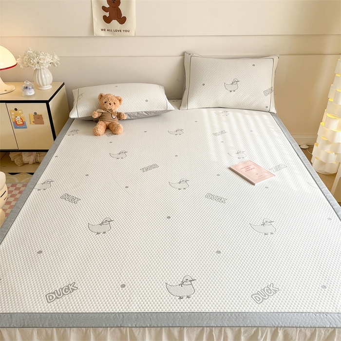 91家纺网 家纺一手货源 找家纺 慕尚家纺 2025新款卡通凉豆豆凉感冰丝席凉席 床席款-小鸭