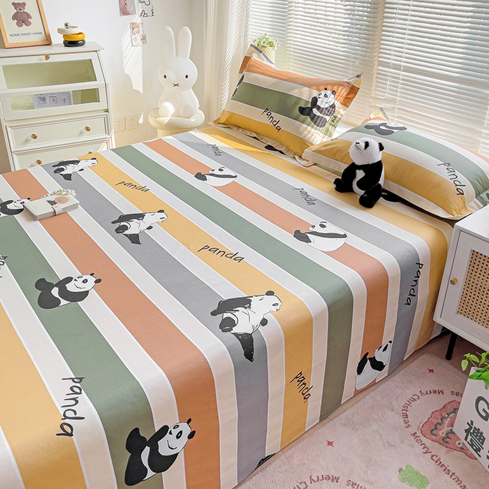 91家纺网 家纺一手货源 找家纺 大柏树 2025新款全棉13376印花四件套系列（可定制）-单床单 功夫熊