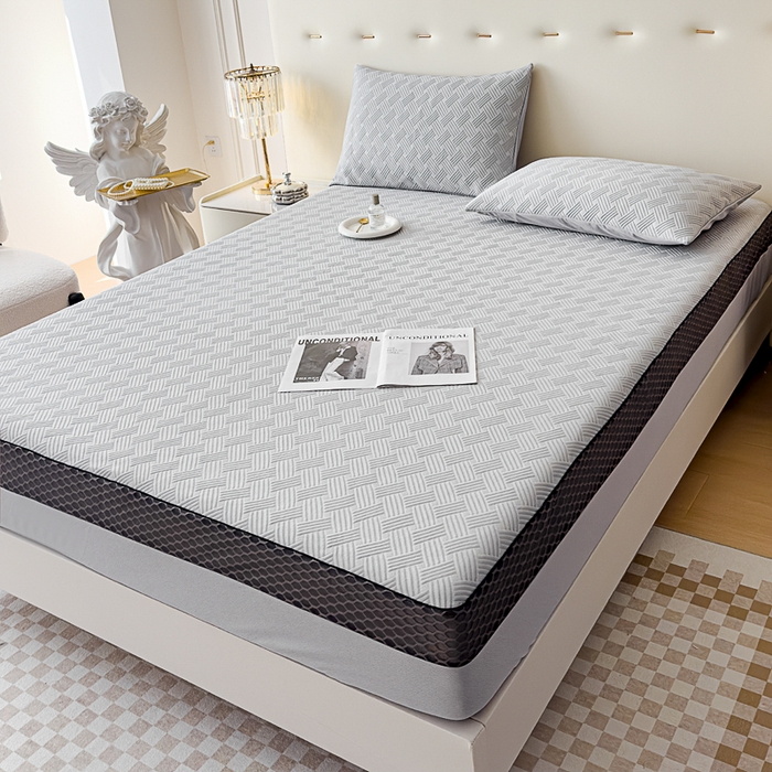 91家纺网 家纺一手货源 找家纺 邦妮家纺 2024新款A类凉感丝床笠凉席床垫30公分内可用 梦幻-灰