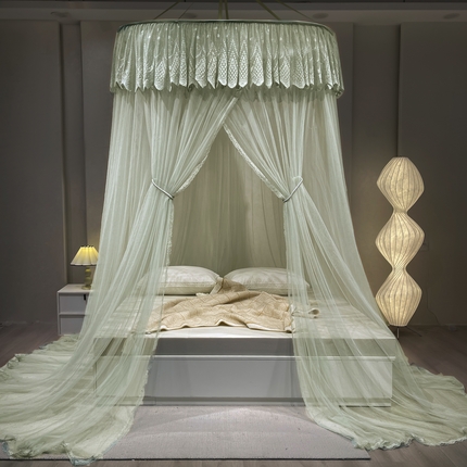 91家纺网 家纺一手货源 找家纺 （总）夏彩 2024新款加高加大加密1.5米直径蕾丝大圆顶88551