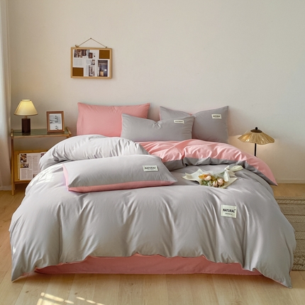 91家纺网 家纺一手货源 找家纺 （总）芊寻家居 2024新款13372全棉纯色四件套无印良品风简约套件
