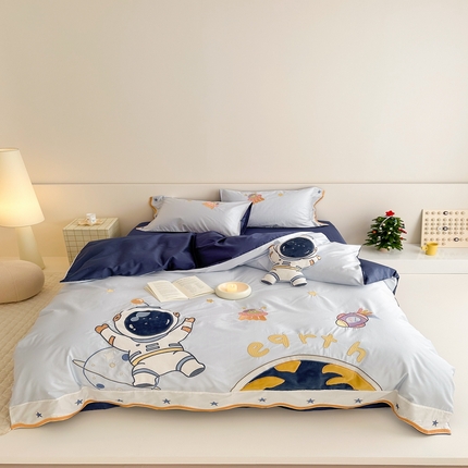 91家纺网 家纺一手货源 找家纺 西西家居 2024新款100支纯棉儿童卡通系列——宇宙探索