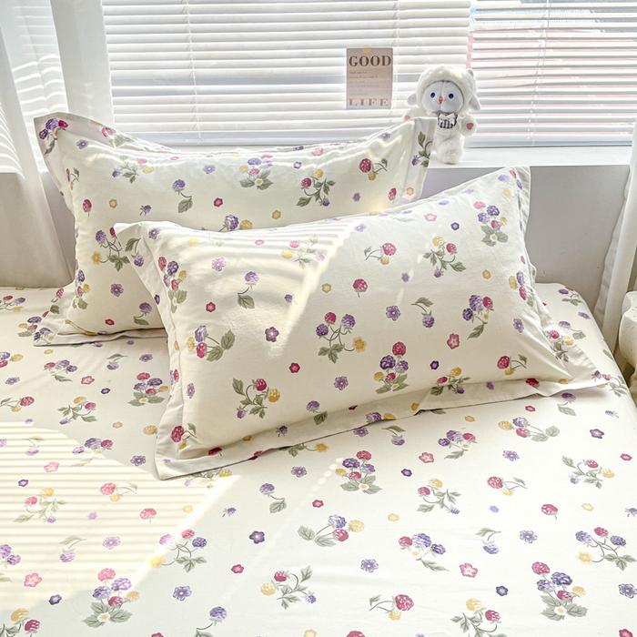 91家纺网 家纺一手货源 找家纺 涵宸家纺 2024新款全棉小清新印花单品套件--单枕套 枕套-樱桃可可