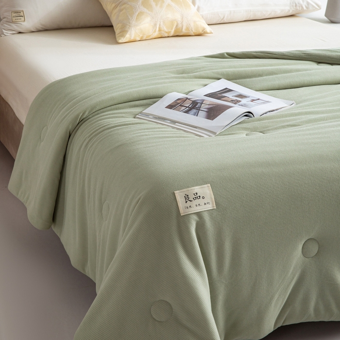 91家纺网 家纺一手货源 找家纺 慕尚家纺 2025新款针织棉华夫格夏被 华夫格 湖绿