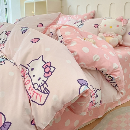 博雅 2024新款全棉三丽鸥AB版活性印花四件套 游玩kt